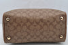 Authentic COACH Signature 2Way Shoulder Hand Boston Bag PVC Leather Brown 2381I
