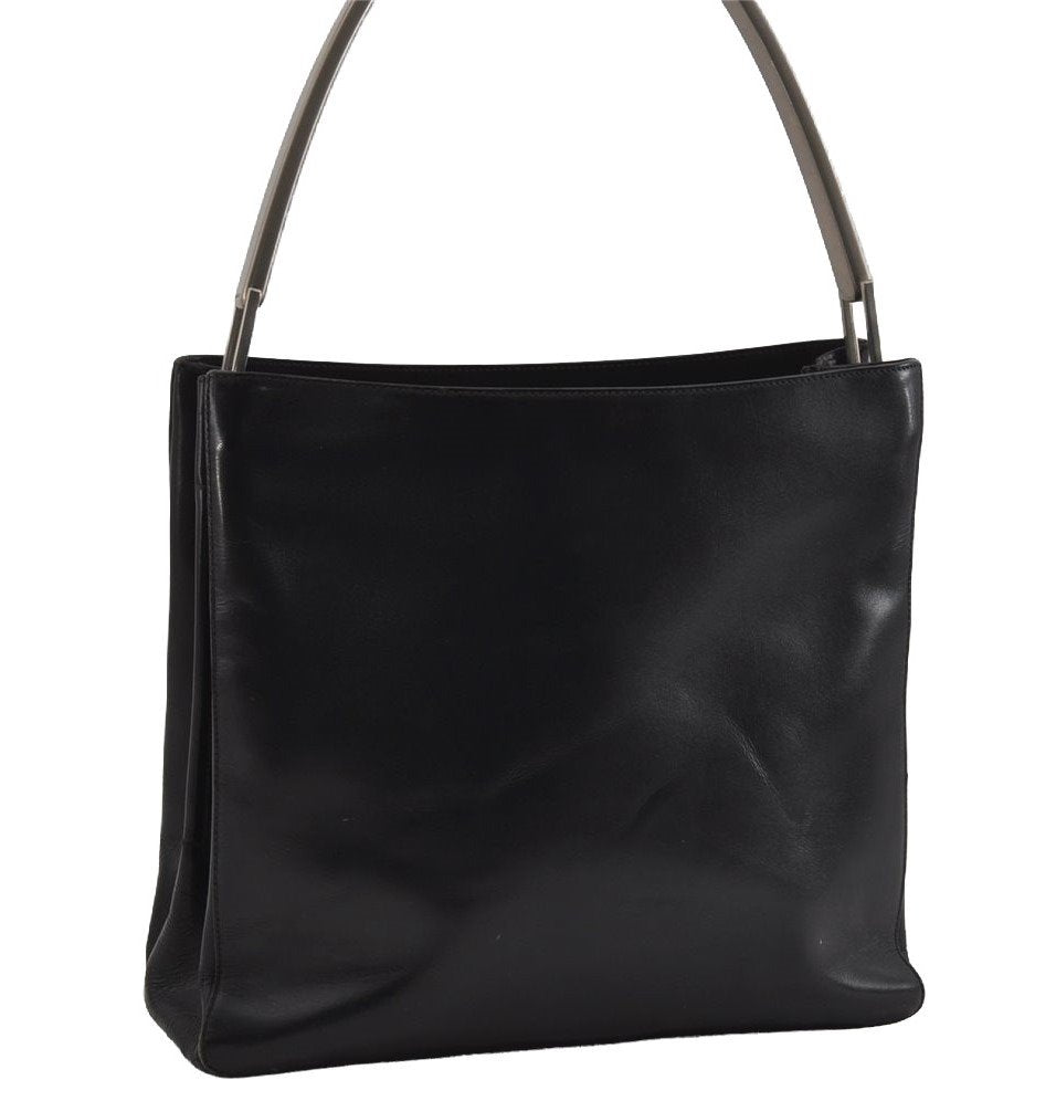 Authentic PRADA Vintage Leather Shoulder Hand Bag Purse Black 2382I