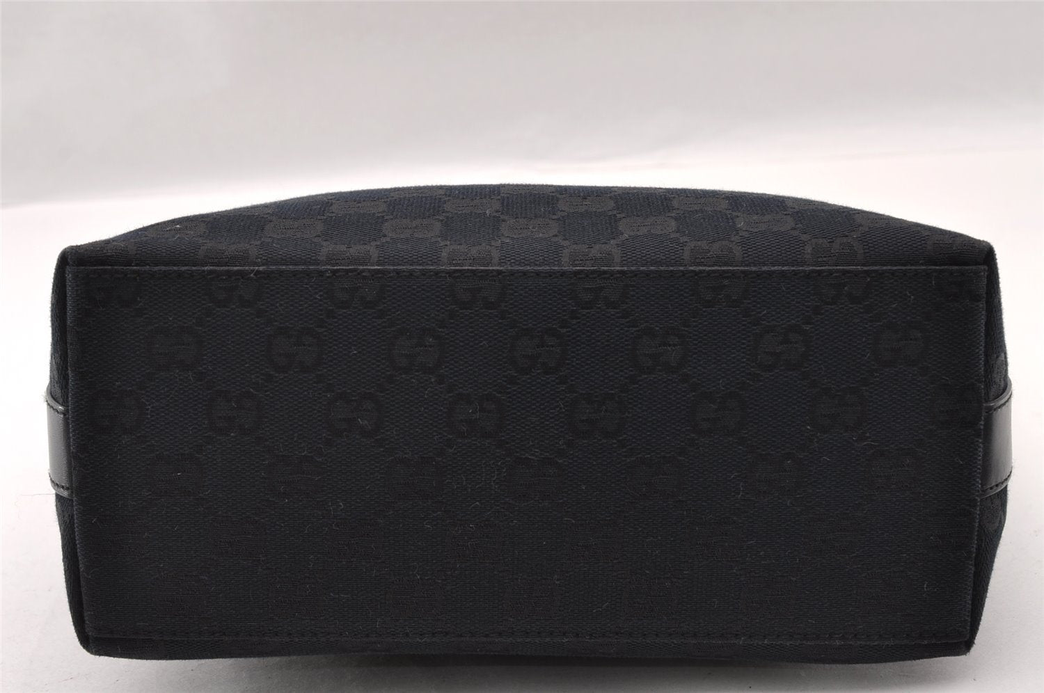 Authentic GUCCI Shoulder Hand Bag Purse GG Canvas Leather 0000602 Black 2384I