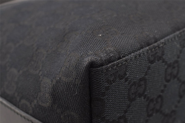 Authentic GUCCI Shoulder Hand Bag Purse GG Canvas Leather 0000602 Black 2384I