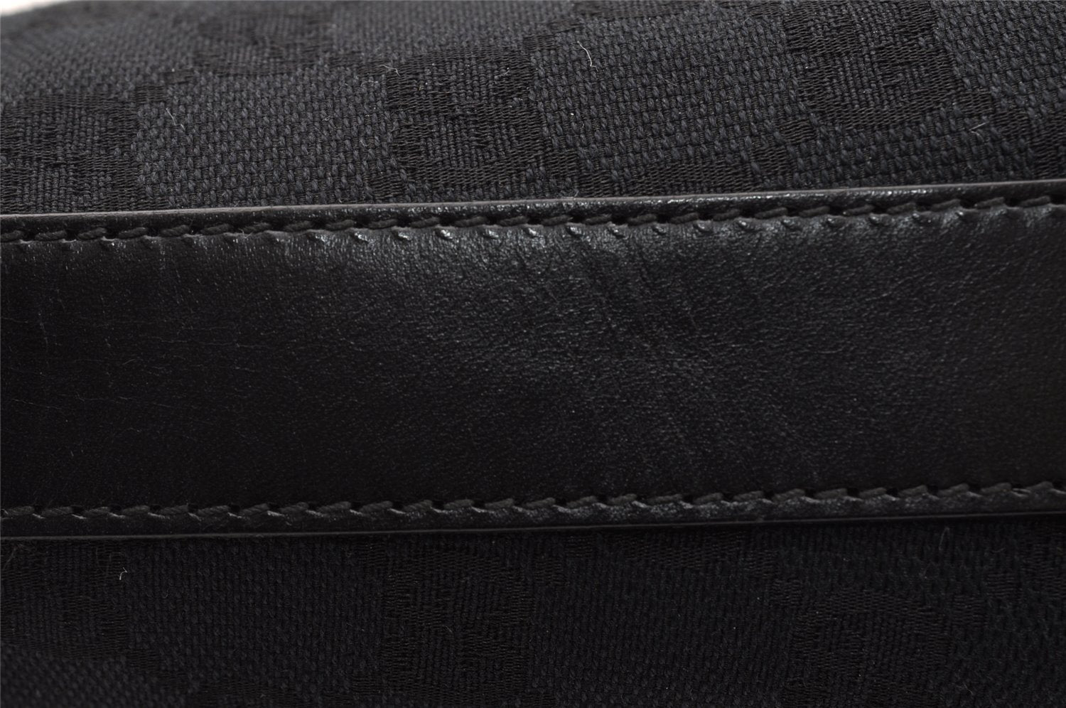 Authentic GUCCI Shoulder Hand Bag Purse GG Canvas Leather 0000602 Black 2384I