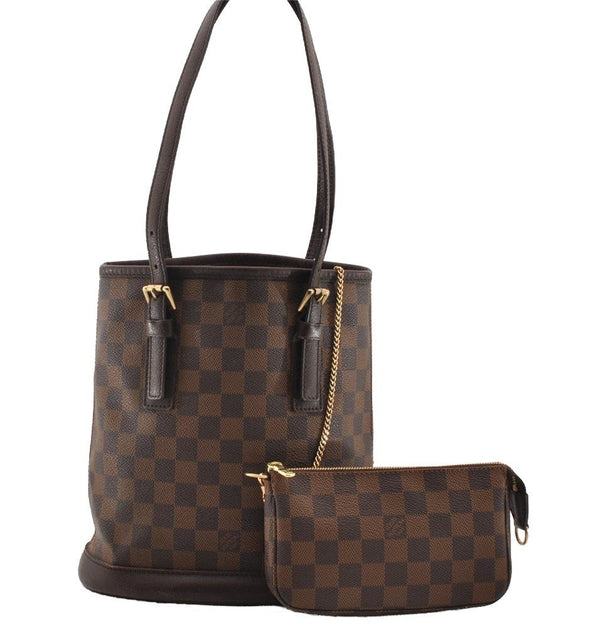 Authentic Louis Vuitton Damier Marais Bucket Shoulder Tote Bag N42240 LV 2385I