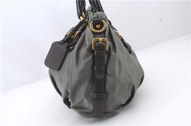 Authentic PRADA Nylon Leather 2Way Shoulder Hand Bag Khaki Green 2390D