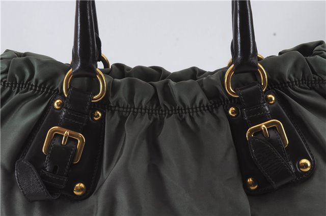 Authentic PRADA Nylon Leather 2Way Shoulder Hand Bag Khaki Green 2390D