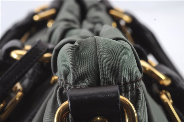 Authentic PRADA Nylon Leather 2Way Shoulder Hand Bag Khaki Green 2390D