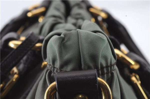 Authentic PRADA Nylon Leather 2Way Shoulder Hand Bag Khaki Green 2390D