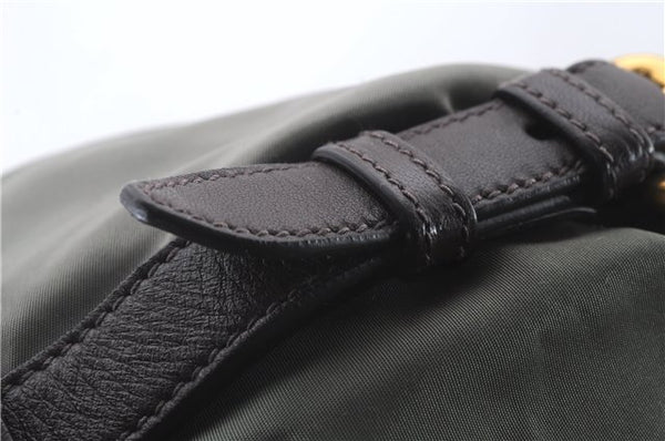 Authentic PRADA Nylon Leather 2Way Shoulder Hand Bag Khaki Green 2390D