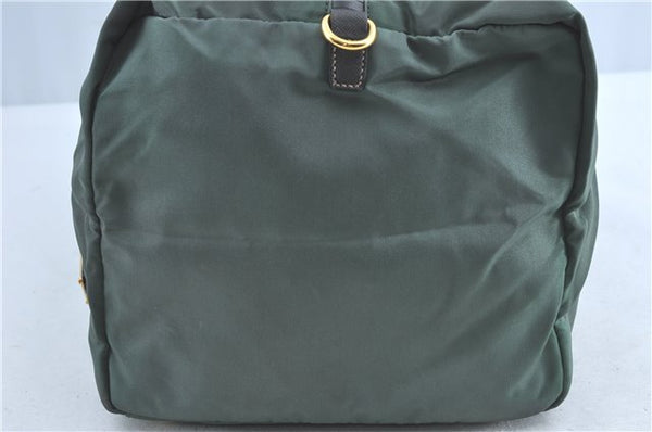 Authentic PRADA Nylon Leather Shoulder Boston Bag Green 2393B