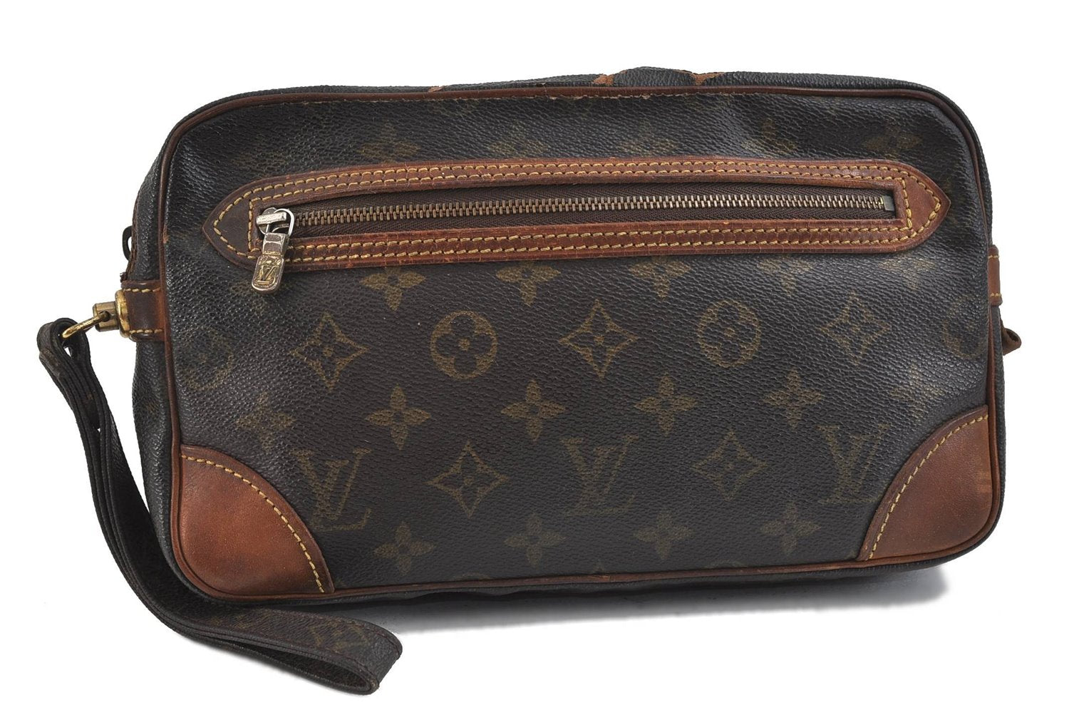 Auth Louis Vuitton Monogram Marly Dragonne GM Clutch Hand Bag M51825 Junk 2393D