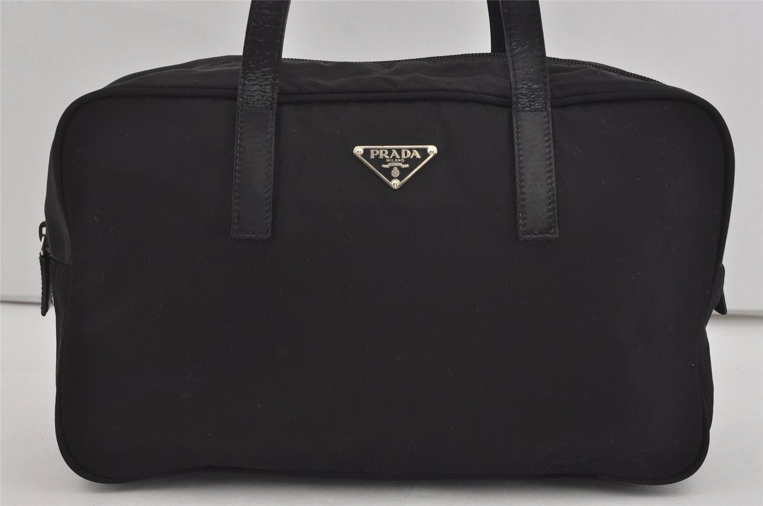 Authentic PRADA Nylon Tessuto Leather Shoulder Hand Boston Bag Purse Black 2393I