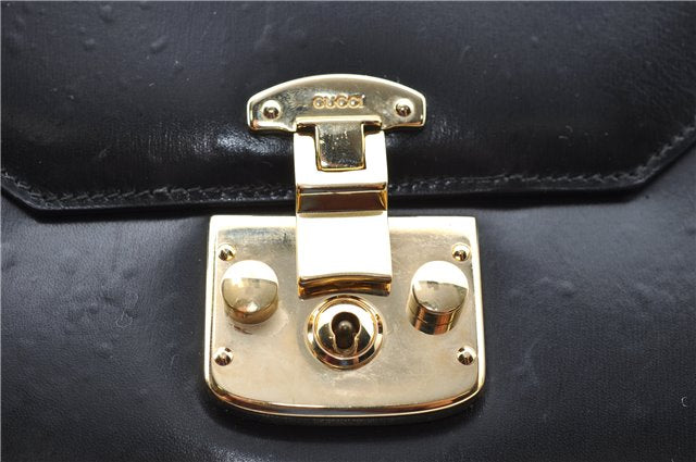 Authentic GUCCI 2Way Shoulder Cross Body Hand Bag Purse Leather Black 2395C