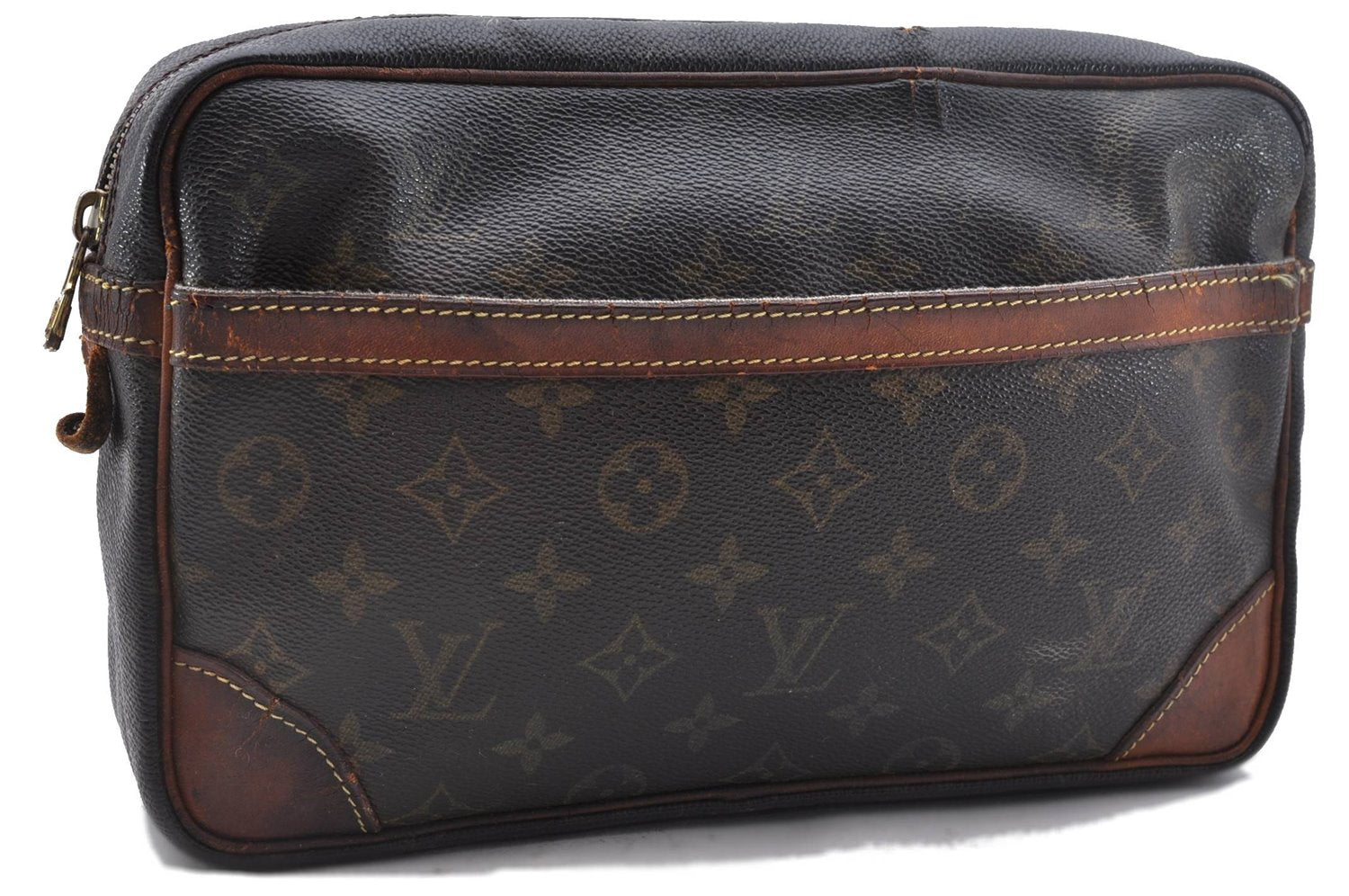 Authentic Louis Vuitton Monogram Compiegne 28 Clutch Hand Bag M51845 LV 2396D