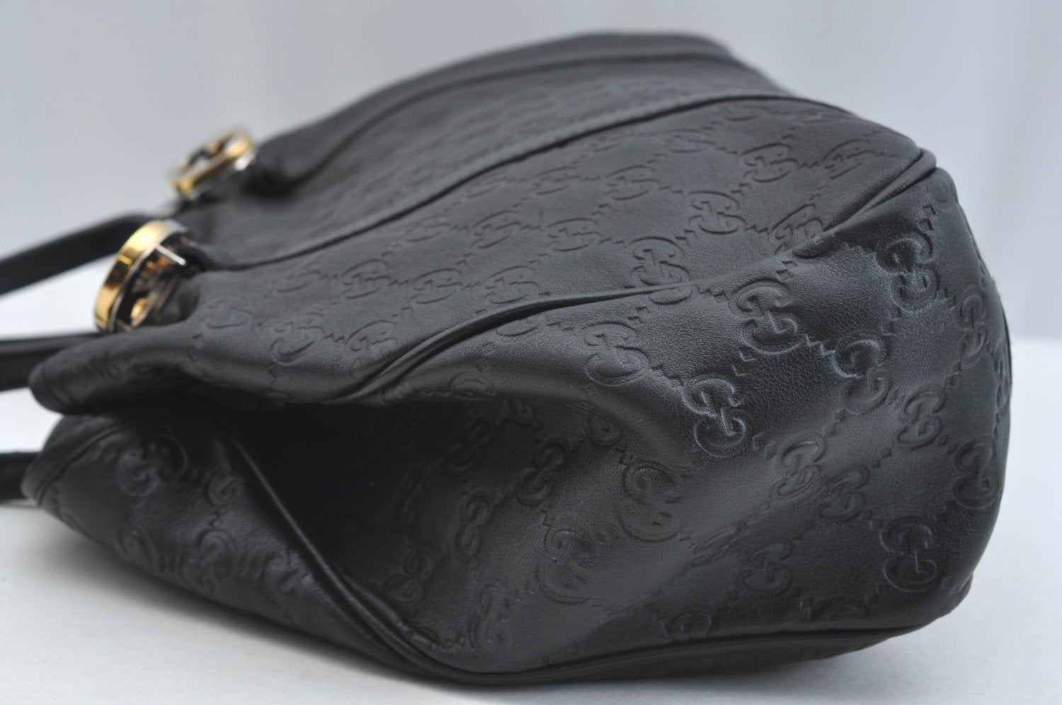 Authentic GUCCI Guccissima Twins Shoulder Tote Bag GG Leather 232957 Black 2396I