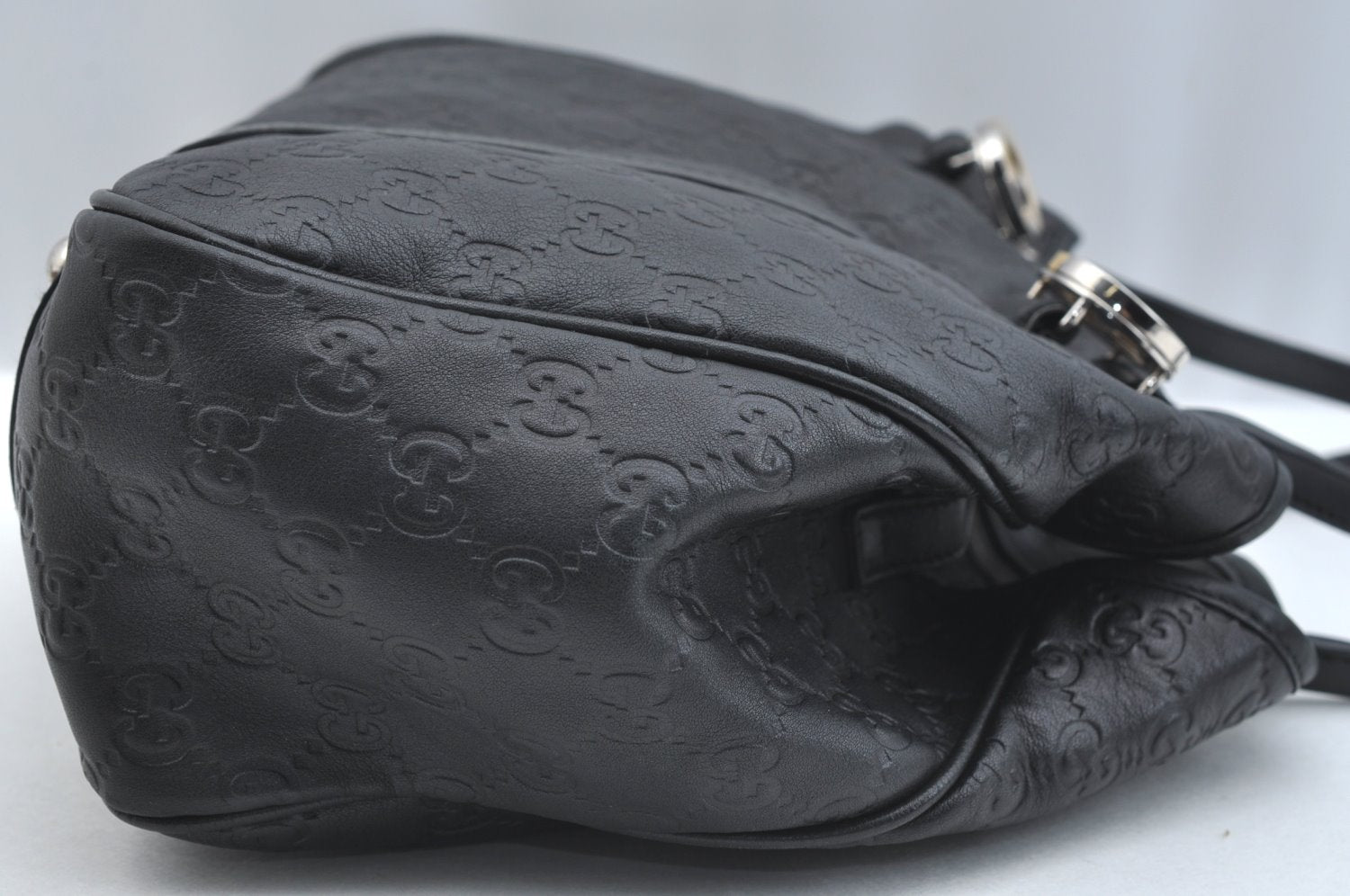 Authentic GUCCI Guccissima Twins Shoulder Tote Bag GG Leather 232957 Black 2396I