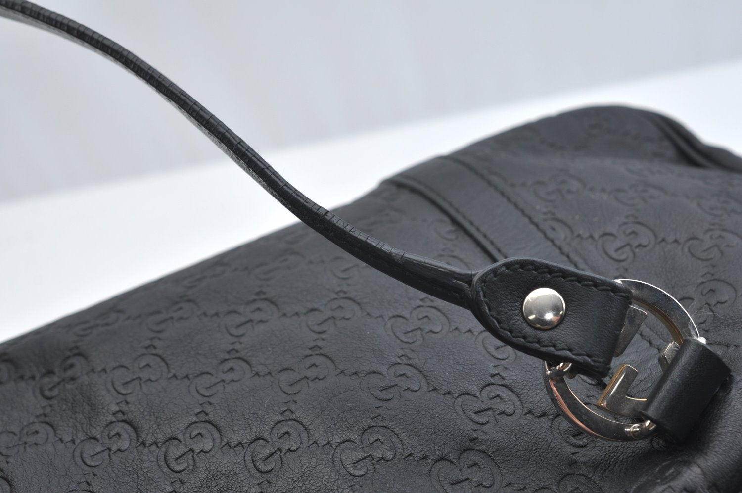 Authentic GUCCI Guccissima Twins Shoulder Tote Bag GG Leather 232957 Black 2396I