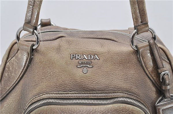 Authentic PRADA Leather Shoulder Bag Purse Brown 2397D