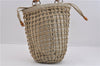Authentic GUCCI Bamboo Hand Bag Purse Mesh Leather Suede Beige Junk 2398D