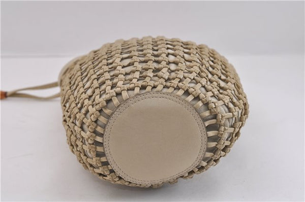 Authentic GUCCI Bamboo Hand Bag Purse Mesh Leather Suede Beige Junk 2398D