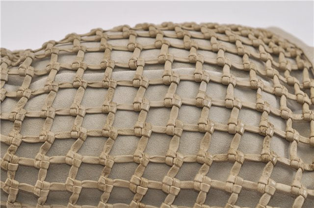 Authentic GUCCI Bamboo Hand Bag Purse Mesh Leather Suede Beige Junk 2398D