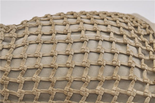 Authentic GUCCI Bamboo Hand Bag Purse Mesh Leather Suede Beige Junk 2398D