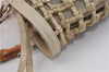 Authentic GUCCI Bamboo Hand Bag Purse Mesh Leather Suede Beige Junk 2398D