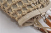 Authentic GUCCI Bamboo Hand Bag Purse Mesh Leather Suede Beige Junk 2398D