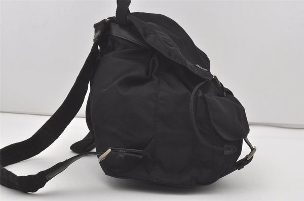 Authentic PRADA Vintage Nylon Tessuto Leather Backpack Black 2401I