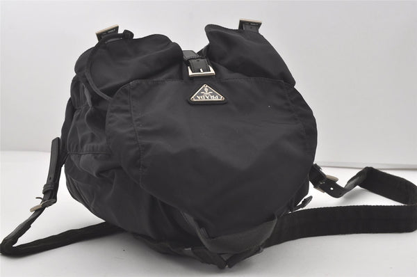 Authentic PRADA Vintage Nylon Tessuto Leather Backpack Black 2401I