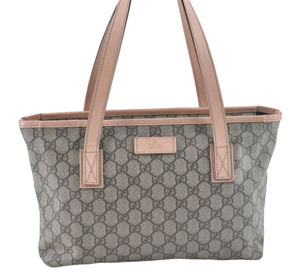 Authentic GUCCI Shoulder Tote Bag GG PVC Leather 181086 Brown Pink 2402C
