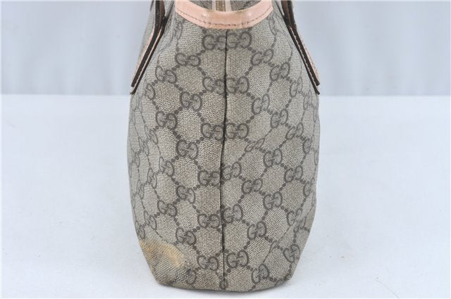 Authentic GUCCI Shoulder Tote Bag GG PVC Leather 181086 Brown Pink 2402C