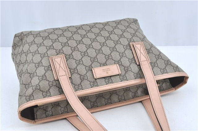 Authentic GUCCI Shoulder Tote Bag GG PVC Leather 181086 Brown Pink 2402C