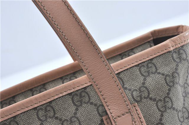Authentic GUCCI Shoulder Tote Bag GG PVC Leather 181086 Brown Pink 2402C