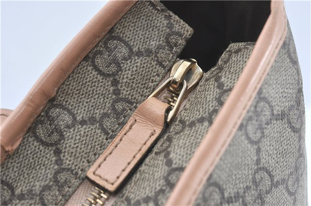Authentic GUCCI Shoulder Tote Bag GG PVC Leather 181086 Brown Pink 2402C
