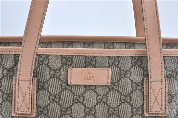 Authentic GUCCI Shoulder Tote Bag GG PVC Leather 181086 Brown Pink 2402C