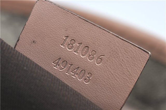 Authentic GUCCI Shoulder Tote Bag GG PVC Leather 181086 Brown Pink 2402C