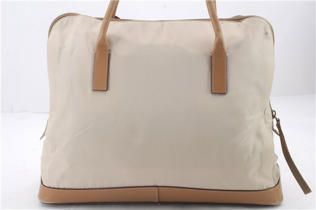 Authentic PRADA Nylon Leather Shoulder Tote Bag Ivory Beige 2402D