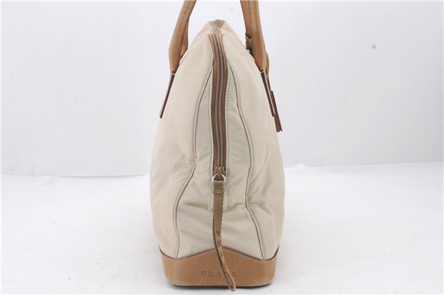 Authentic PRADA Nylon Leather Shoulder Tote Bag Ivory Beige 2402D