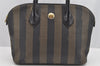Authentic FENDI Pequin 2Way Shoulder Hand Bag PVC Leather Brown Black 2402I