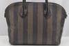 Authentic FENDI Pequin 2Way Shoulder Hand Bag PVC Leather Brown Black 2402I