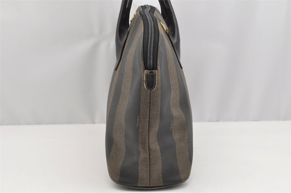Authentic FENDI Pequin 2Way Shoulder Hand Bag PVC Leather Brown Black 2402I