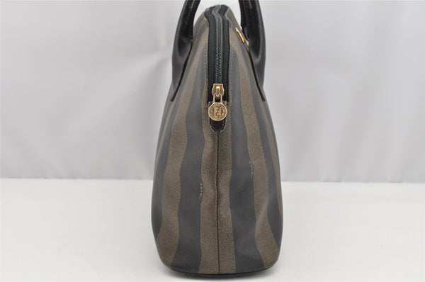 Authentic FENDI Pequin 2Way Shoulder Hand Bag PVC Leather Brown Black 2402I