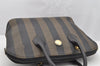 Authentic FENDI Pequin 2Way Shoulder Hand Bag PVC Leather Brown Black 2402I