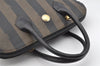 Authentic FENDI Pequin 2Way Shoulder Hand Bag PVC Leather Brown Black 2402I