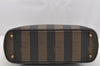 Authentic FENDI Pequin 2Way Shoulder Hand Bag PVC Leather Brown Black 2402I