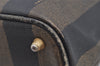Authentic FENDI Pequin 2Way Shoulder Hand Bag PVC Leather Brown Black 2402I