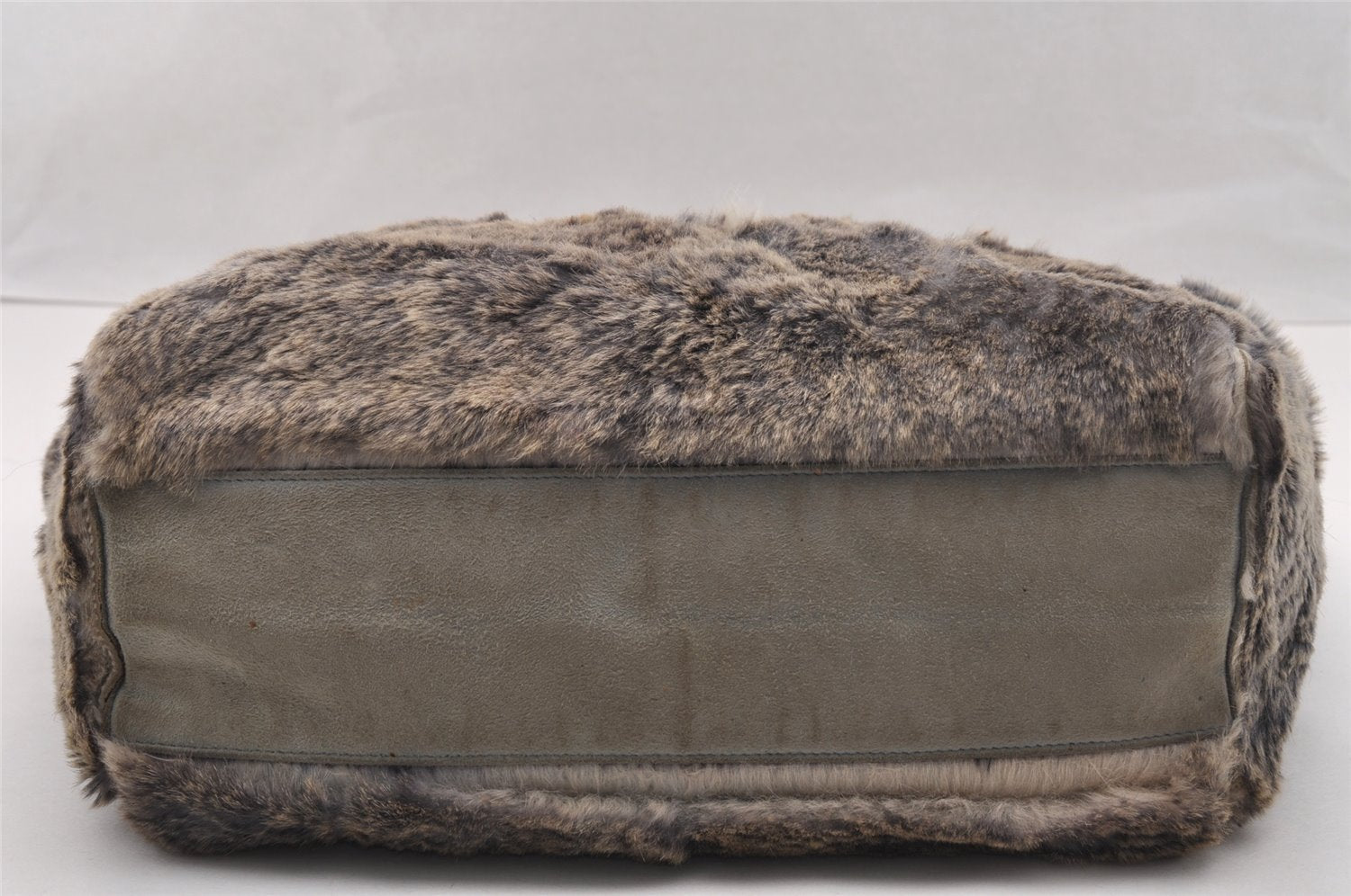 Authentic CHANEL Lapin Fur Tote Hand Bag Fur Suede Light Gray 2403I