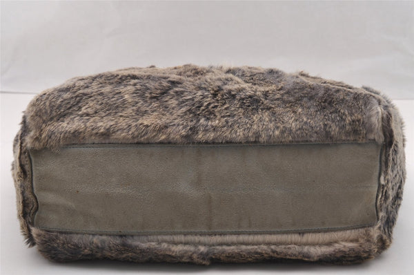 Authentic CHANEL Lapin Fur Tote Hand Bag Fur Suede Light Gray 2403I