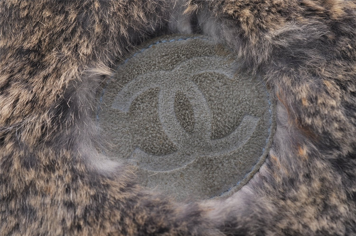 Authentic CHANEL Lapin Fur Tote Hand Bag Fur Suede Light Gray 2403I