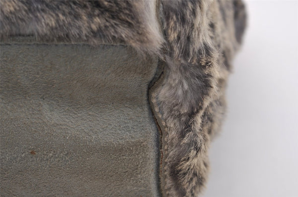 Authentic CHANEL Lapin Fur Tote Hand Bag Fur Suede Light Gray 2403I