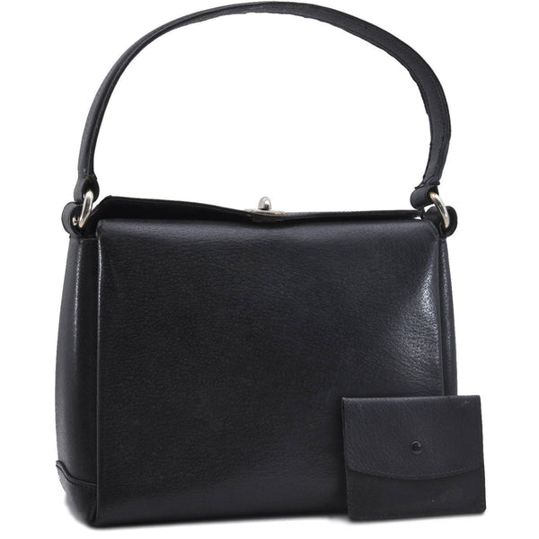 Authentic GUCCI Vintage Shoulder Hand Bag Purse Leather Black 2404D